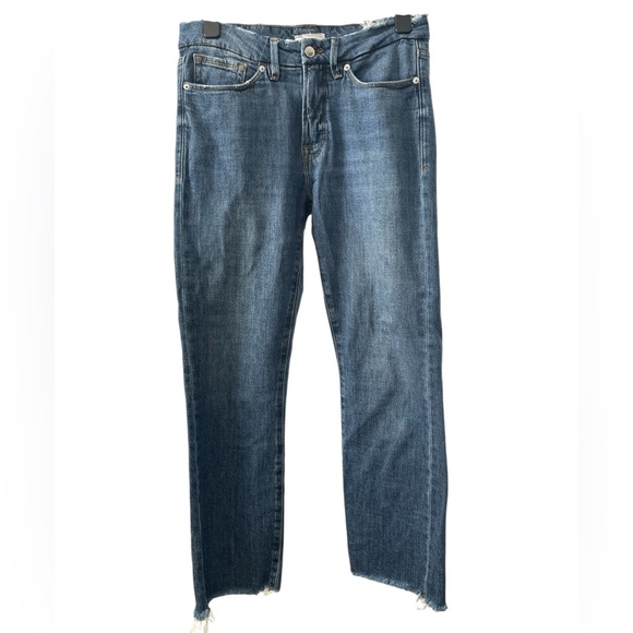 Good American High Rise Straight Jeans Indigo032 Frayed Hem NWOT Size 6 - Picture 2 of 8